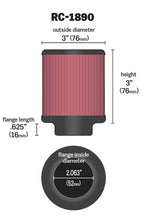 Load image into Gallery viewer, K&amp;N Filter Universal Metal Filter 2-1/16in Flange 3 in OD 3 in Height