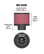 Load image into Gallery viewer, K&amp;N Filter 5/8 inch Flange 1 3/8 inch OD 1 1/8 inch Height