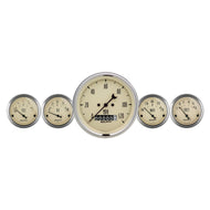 Autometer Antique Beige 5 Piece Kit 3-3/8in & 2-1/16 Elec. Speedometer Gauges
