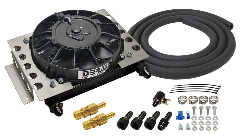 Derale Performance 15 Row Atomic Cool Plate & Fin Remote Transmission Cooler Kit, -8AN