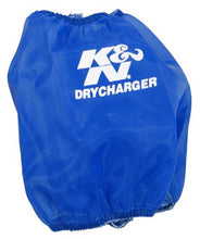 Load image into Gallery viewer, K&amp;N Drycharger Round Tapered Air Filter Wrap - Blue Open Top 7.5in Base ID / 4.5in Top ID / 6.5in H