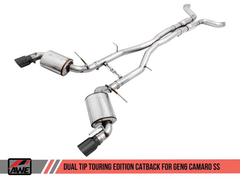 AWE Tuning 16-19 Chevy Camaro SS Non-Resonated Cat-Back Exhaust -Touring Edition (Diamond Black Tip)