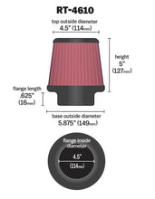 Load image into Gallery viewer, K&amp;N Universal Air Filter Round Tapered Titanium Top 4.5in Top OD x 5.875in Base OD x 5in H