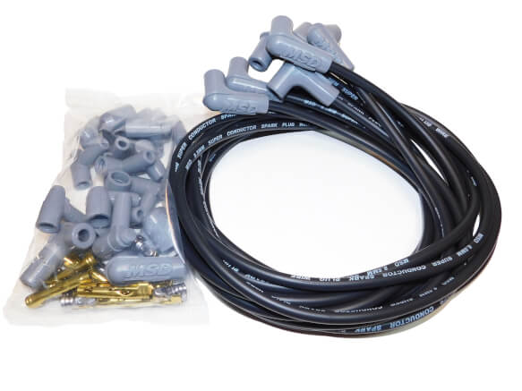 BLACK SUPER CONDUCTOR UNIVERSAL 8 CYL. 90¬∞ Set includes terminals for engines with early type (socket) and late type (HEI ‚Äúspark plug top‚Äù) distributor caps. 90¬∞ boots and terminals factory installed on one end.