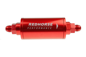 6" Cylindrical In-Line Race Fuel Filter - 10 AN - Red