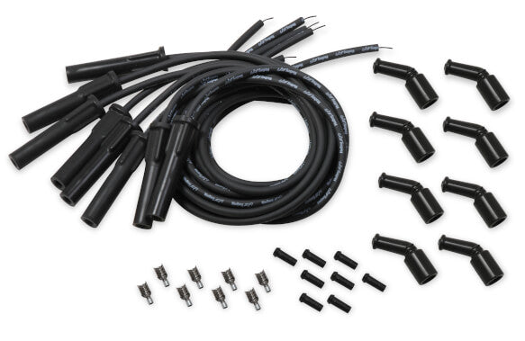 HOLLEY EFI LS SPARK PLUG WIRE SET - CUT TO FIT Spark Plug - Cut to Fit- Wire set, Black with Black 135 degree boots designed for GM LS Engines (For OE Coil)