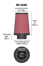 Load image into Gallery viewer, K&amp;N Universal Chrome Filter 2 7/16 inch FLG / 5 1/8 inch Bottom / 3 1/2 inch Top / 6 inch Height