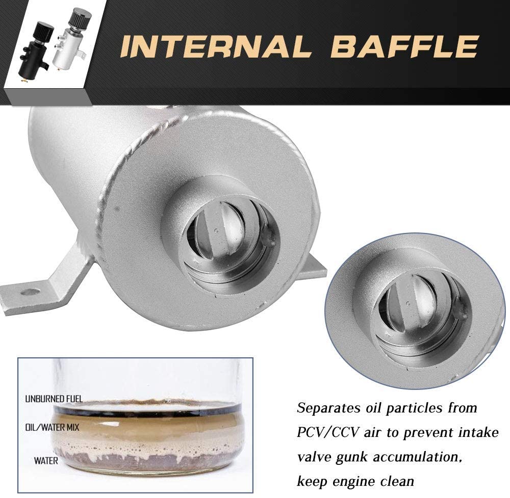 Catch Can 10an Baffle Silver