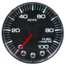 Load image into Gallery viewer, Autometer Spek-Pro Gauge Fuel Press 2 1/16in 100psi Stepper Motor W/Peak &amp; Warn Blk/Chrm