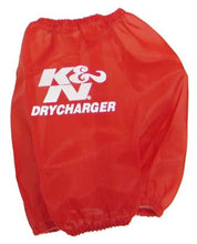 Load image into Gallery viewer, K&amp;N Drycharger Round Tapered Air Filter Wrap - Red Open Top 7.5in Base ID / 4.5in Top ID / 6.5in H