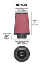 Load image into Gallery viewer, K&amp;N Universal Chrome Filter 2 7/16 inch FLG / 5 1/8 inch Bottom / 3 1/2 inch Top / 6 inch Height