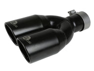 aFe MACH Force-Xp 409 Stainless Steel Clamp-on Exhaust Tip 2.5in Inlet 3.5in Outlet - Black