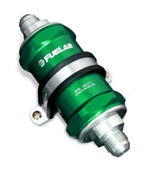 Fuelab 848 In-Line Fuel Filter Standard -10AN In/-8AN Out 10 Micron Fabric w/Check Valve - Green
