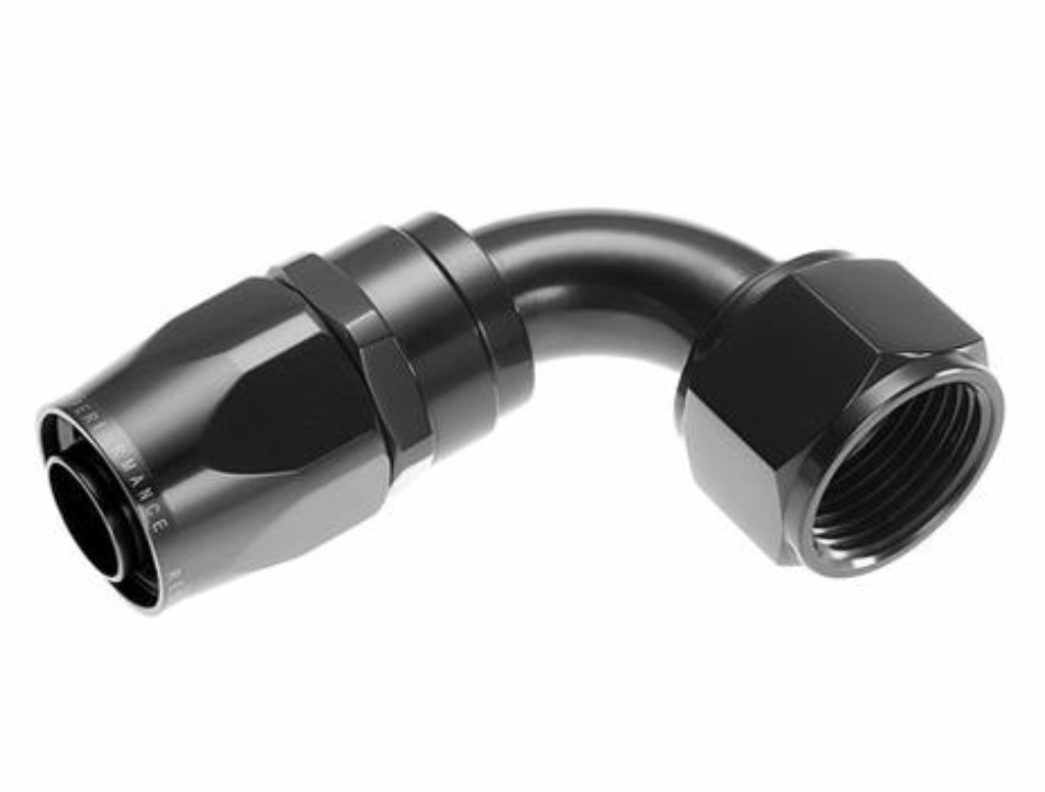 Red Horse Performance-12 90 Degree Swivel-Seal Female Aluminum Hose End - Black