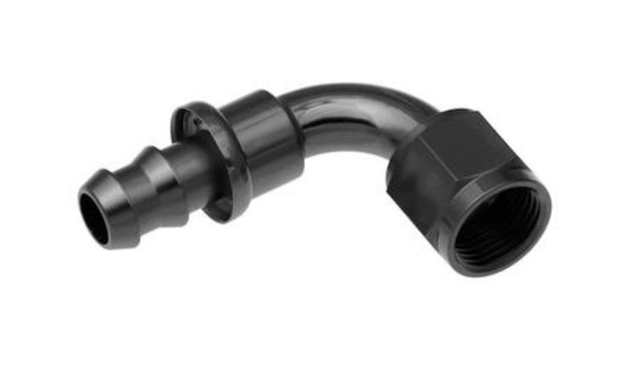 Redhorse Performance-04 90 Degree AN Push Lock Hose End - Black