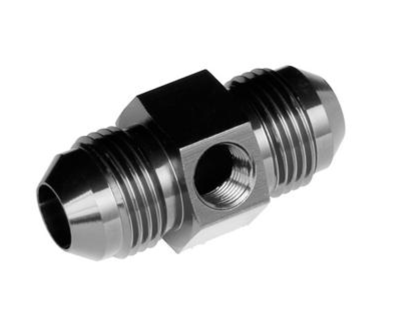 -04 Male to -04 Male AN/JIC with 1/8" NPT in Hex - Black