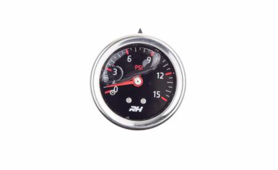 Red Horse Performance-Liquid Filled Fuel Pressure Guage - 1/8" NPT Inlet - 15psi - Plain Black