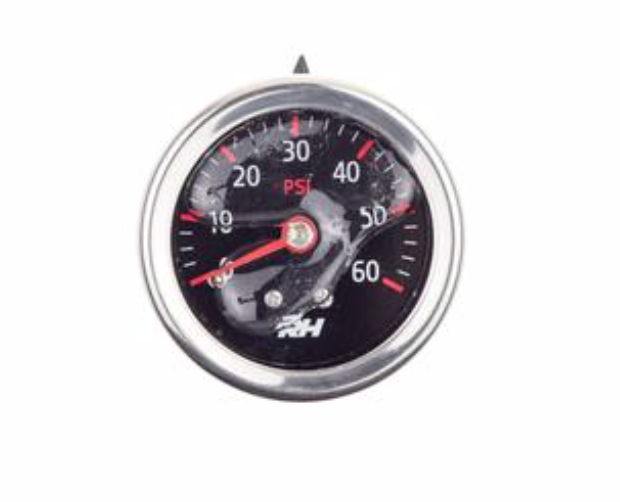 Red Horse Performance-Liquid Filled Fuel Pressure Guage - 1/8" NPT Inlet - 60psi - Plain Black