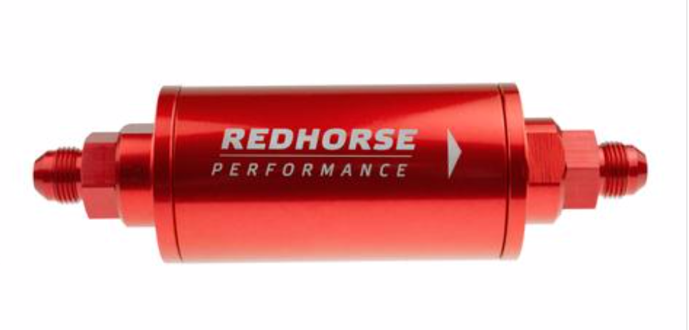 Redhorse Performance-6" Cylindrical In-Line Race Fuel Filter - 06 AN - Red