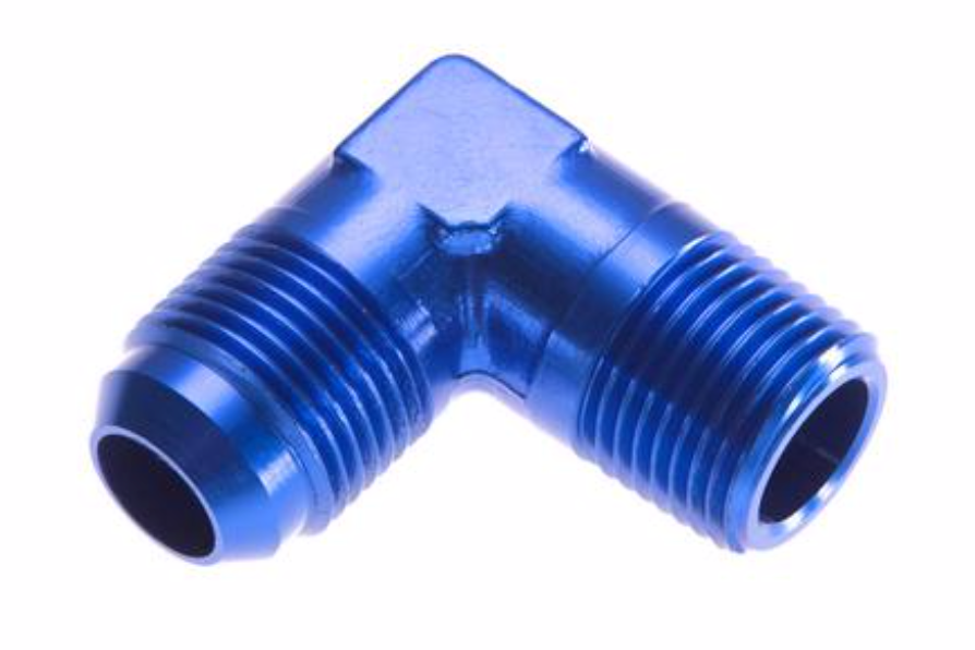 '-12 90 Degree Male Adapter to -08 (1/2") NPT Male - Blue