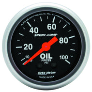 Autometer Sport Comp 52mm Mechanical 0-100 PSI Oil Pressure Gauge
