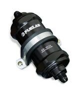 Fuelab 848 In-Line Fuel Filter Standard -10AN In/-8AN Out 40 Micron Stainless w/Check Valve - Black