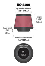 Load image into Gallery viewer, K&amp;N Universal Clamp-On Air Filter 2-1/2in FLG / 4-1/2in B / 3-1/2in T / 3-3/16in H
