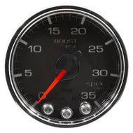 Autometer Spek-Pro Gauge Boost 2 1/16in 35psi Stepper Motor W/Peak & Warn Black/Chrome