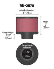 Load image into Gallery viewer, K&amp;N Filter Universal Rubber Filter 1 3/4 inch FLG 3 inch OD 2 inch Height