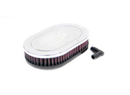 K&N Universal Chrome Filter-Oval Straight 4.5 Inch O/S Width 7 Inch O/S Length 1.5 Inch Height