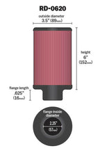 Load image into Gallery viewer, K&amp;N Filter Universal X Stream Clamp-On 2-1/4in Flange 3-1/2in OD 6in Height