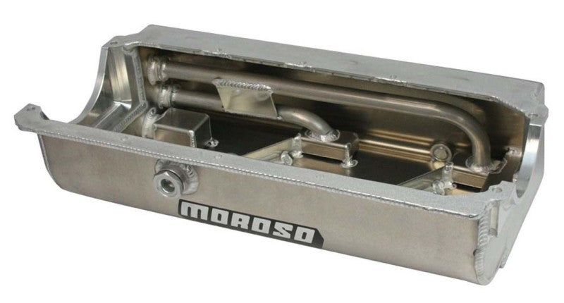 Moroso 21555 Moroso Donovan H/C 410 Small Block (w/Three Pick Ups) Sprint Car Dry Sump 6.5in Aluminum Oil Pan main image 0