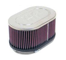 Load image into Gallery viewer, K&amp;N Universal Chrome Dual Centered Flange Oval Air Filter 2.125in Flg ID/6.25in OS L/4in OS W/3in H